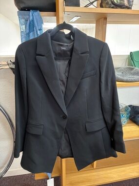 Theory Black Notch-Lapel Single-Button Blazer etiennette